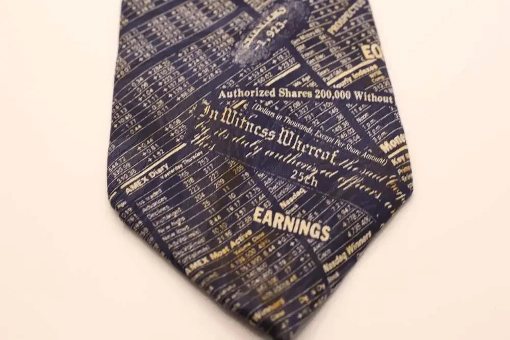 Museum Artifacts Stock Market Financial Data Print Silk Necktie